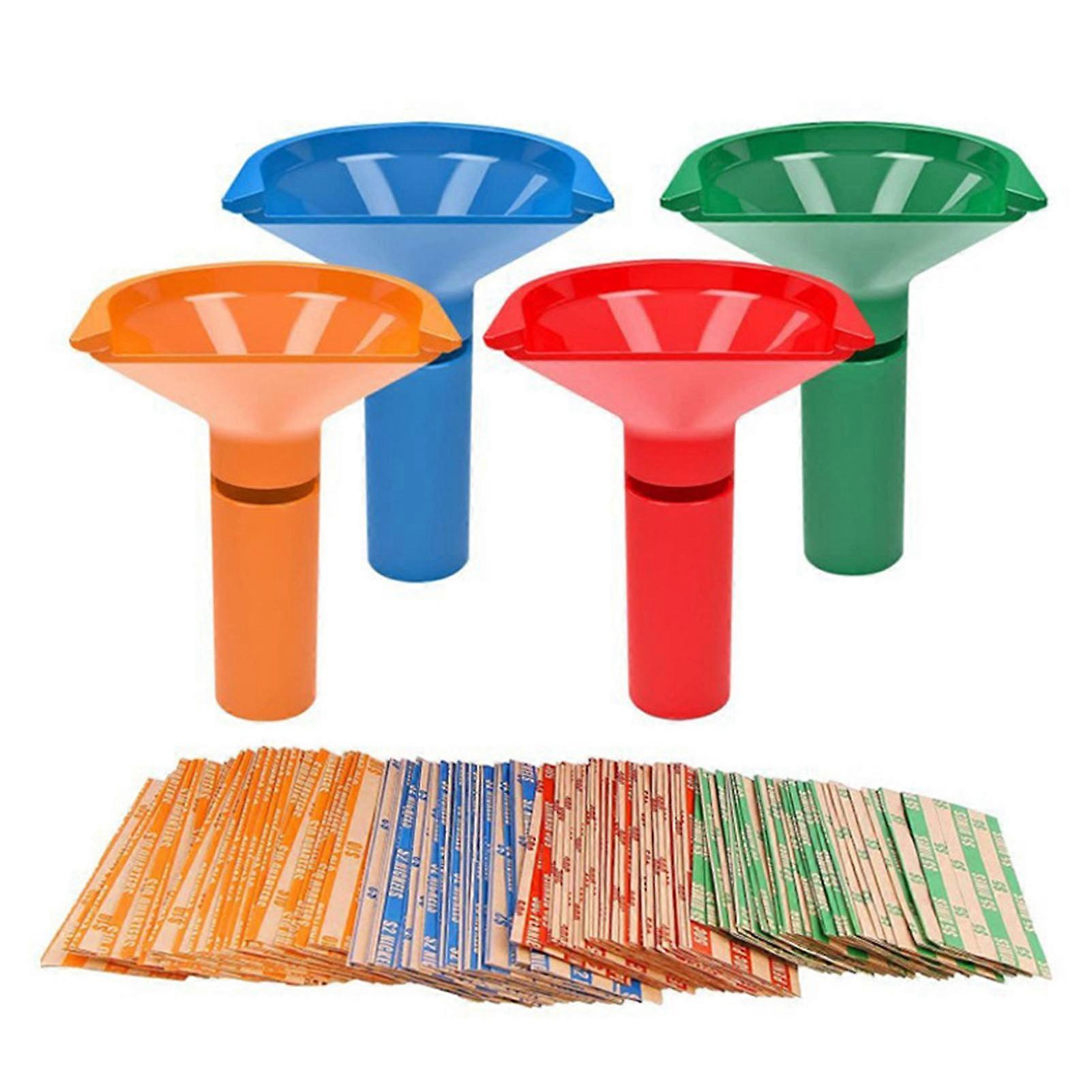 1 Set Coin Counter Portable Coin Sorter Funnel Shape Coin Tube Counter Machine with Wrappers for Home Bank