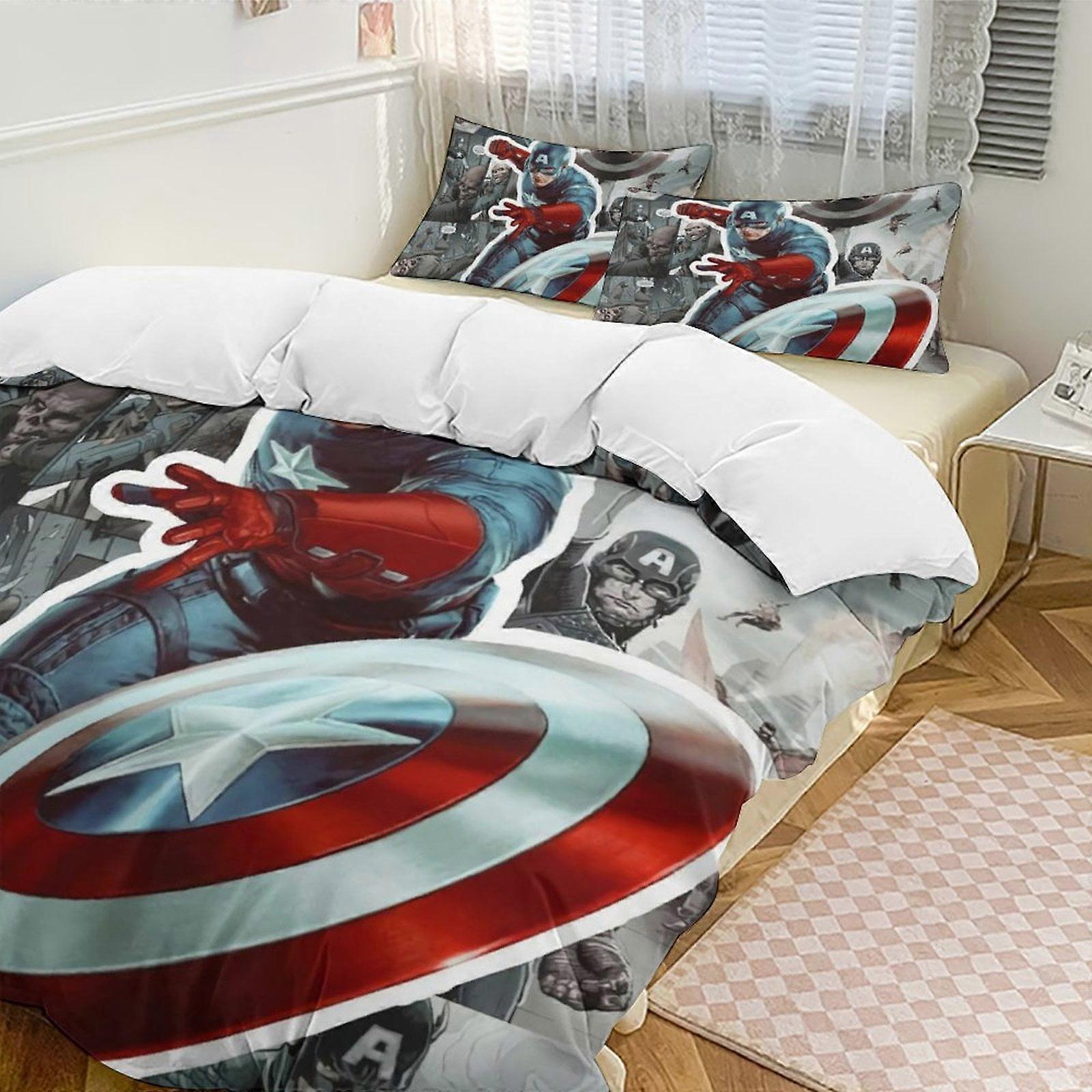 v3875  Bed Sheets Bedding Captain AmericaCartoon Collection 3-Piece Comforter Set, Personalized Bedding Decor for Kids And Teens  Bed Sheets  yuq3875