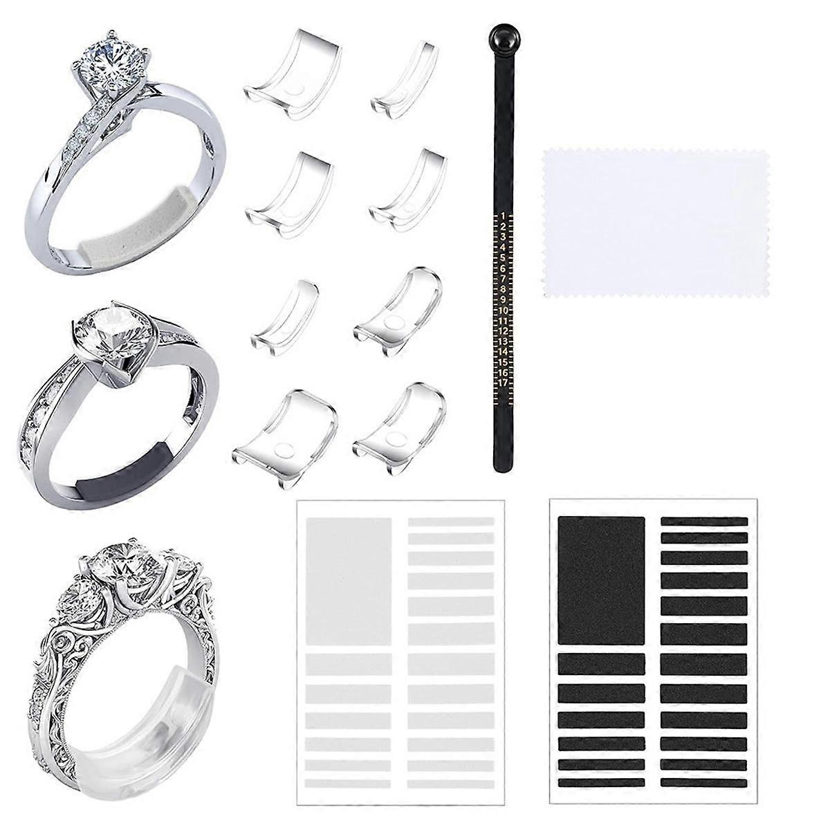 8 Pcs Ring-Size Adjuster for Loose Rings Transparent Invisible Ring Adapter Kit with Silverware Pol