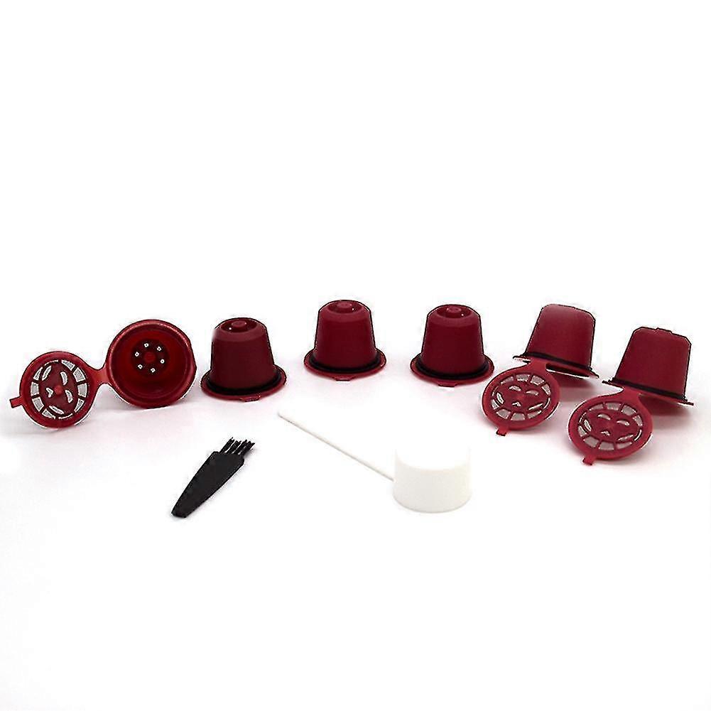 6pcs For Nespresso Refillable Reusable Coffee Capsule Coffee,red