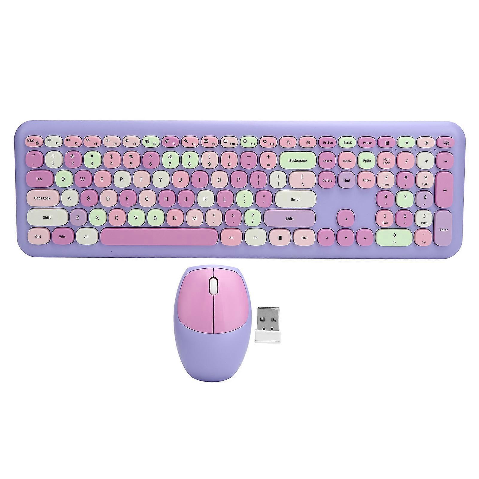 Wireless Keyboard Mouse Set 2.4G Wireless 110 Keys Keyboard Mouse Computer AccessoryPurple