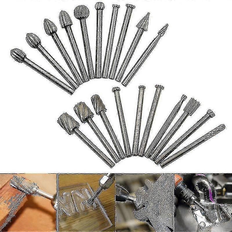 20pcs Bore bits Dremel Sæt Stål Rotary Graters High Speed Træ Carving Tools