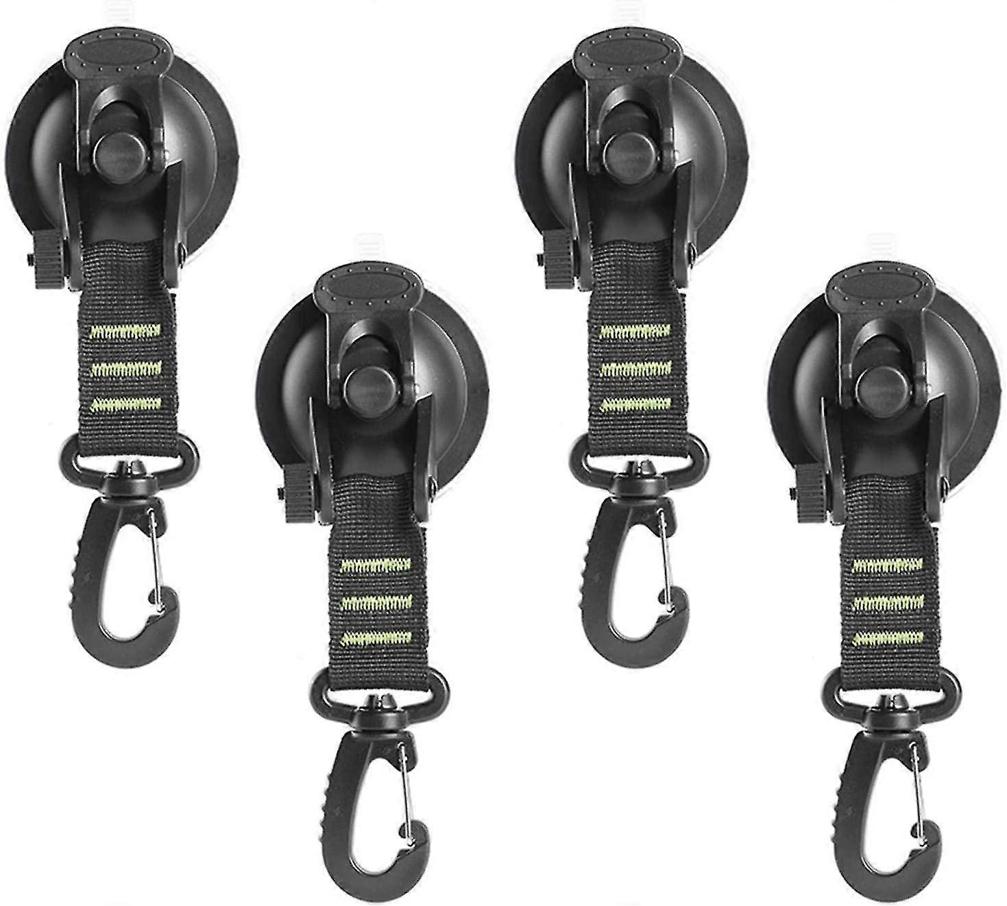 4pcs Heavy Duty Suction Cup Anchor With Securing Hook Tie Down, Camping Tarp Accessory As Car Side Awning, Strong Suction Cup Strap For Car Awning Boa