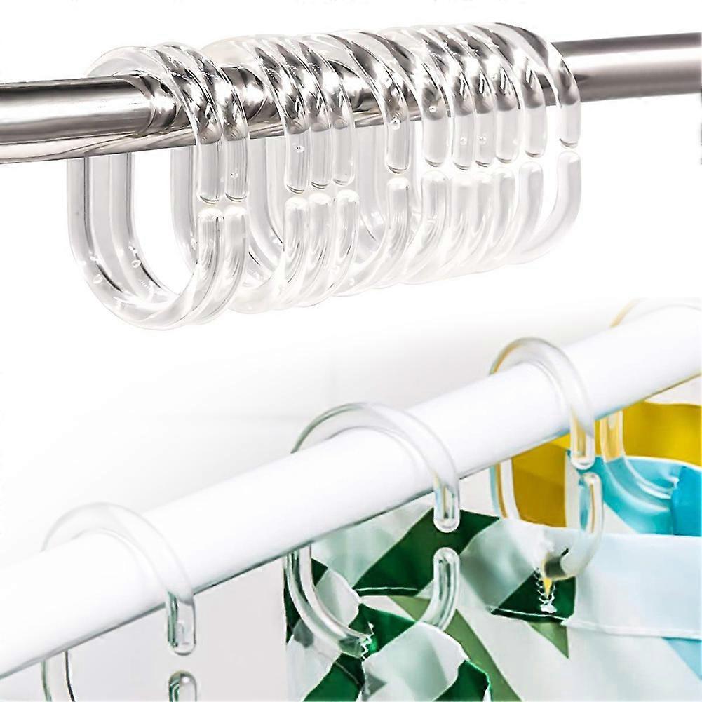 Accessories Shower Curtain Rings Rail Guide Single Hook Universal 24pcs 6 X 4cm Bathroom C-shape Oval Clear Hanger LDL