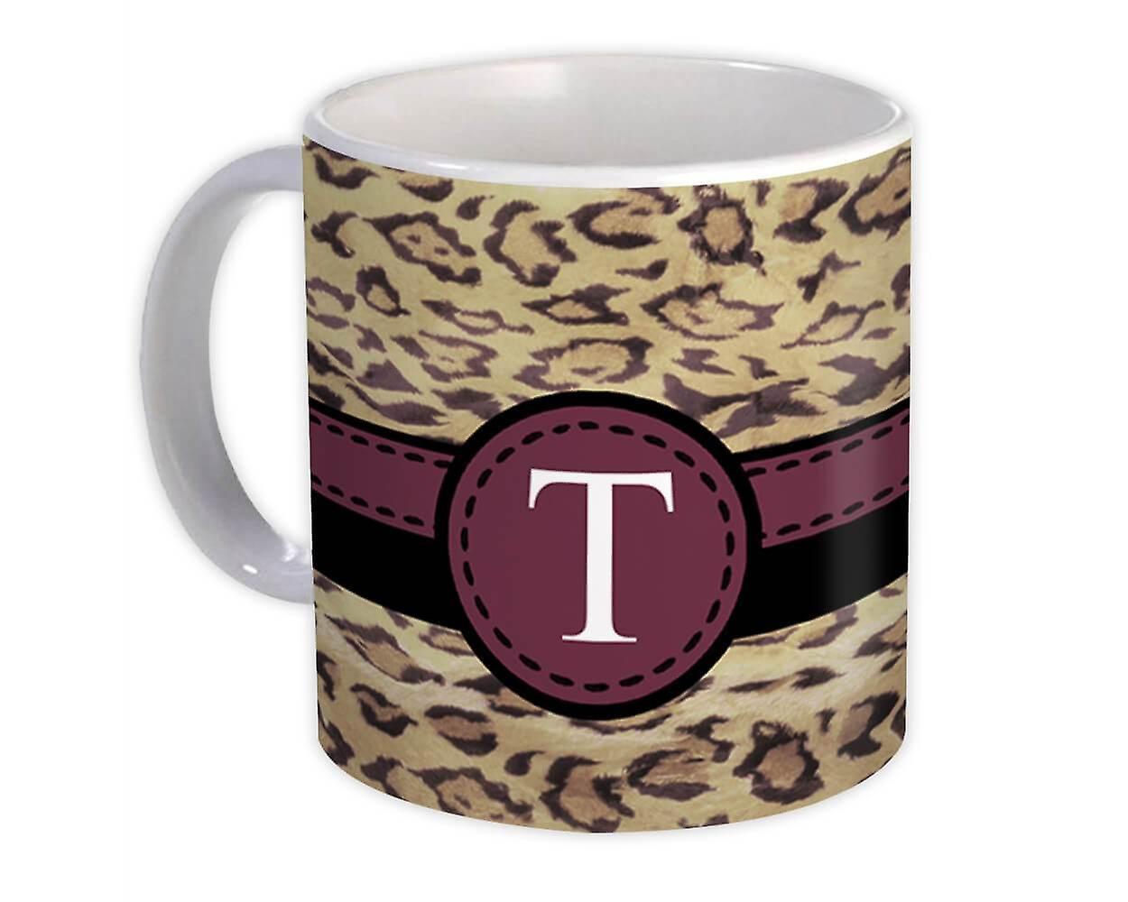 Hediye Kupa: Monogram Harf T Cheetah