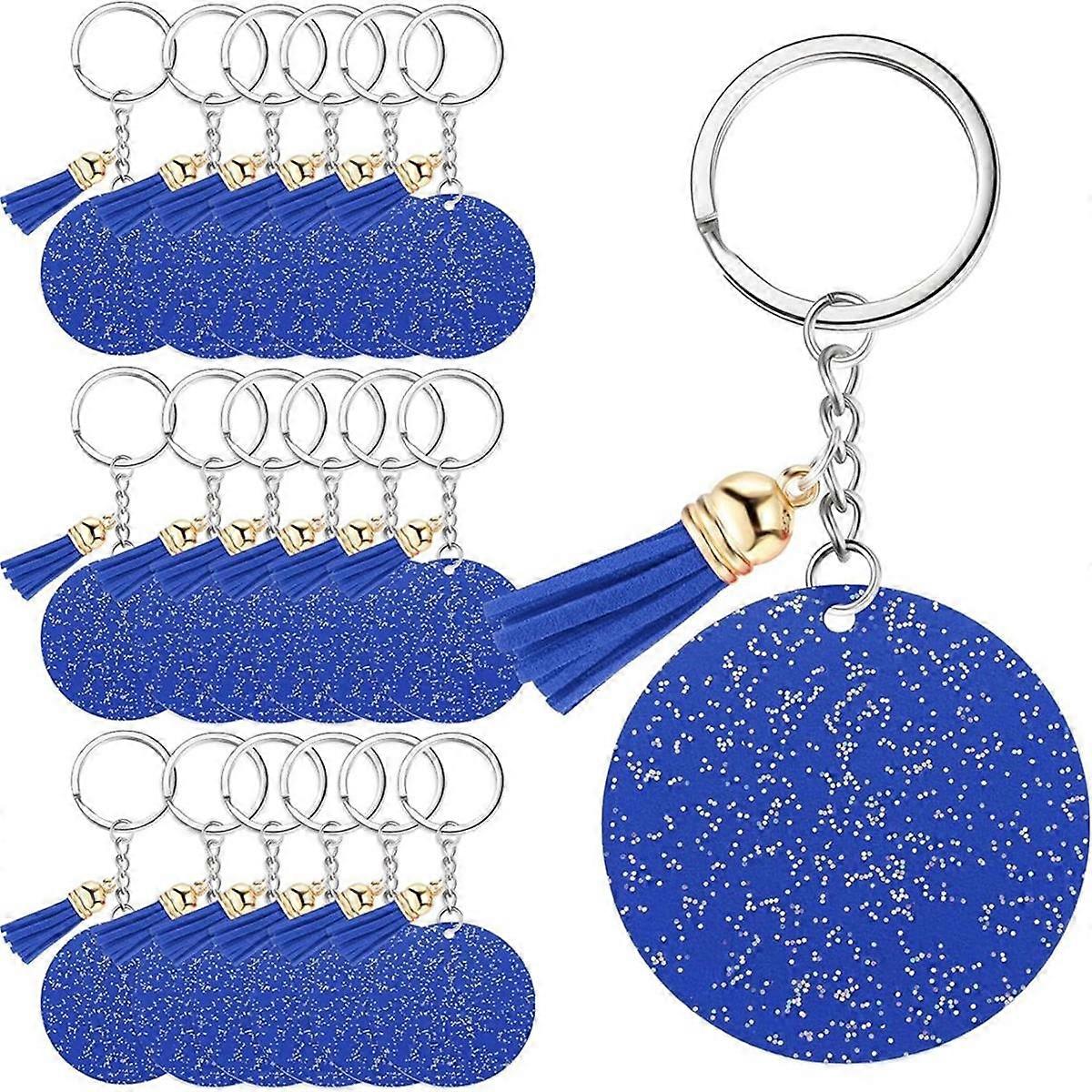 Acrylic Keychain Blank with Key Ring 1.97 Inch Glitter Acrylic Blank DIY Keychain Blue