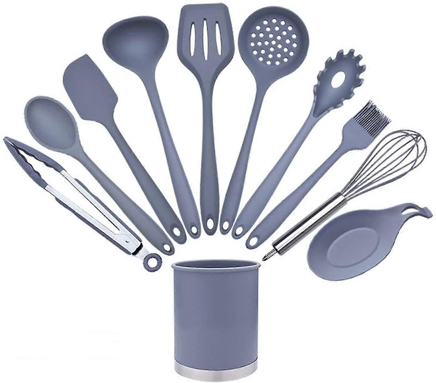11 Pieces of Silicone Kitchenware, Cooking and Baking Utensils Set Silicone Spatula Spoon