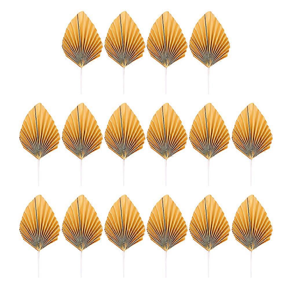 16pcs Folding Fan Cake Topper Anniversary Cake Decor Decorative Leaf Toppers