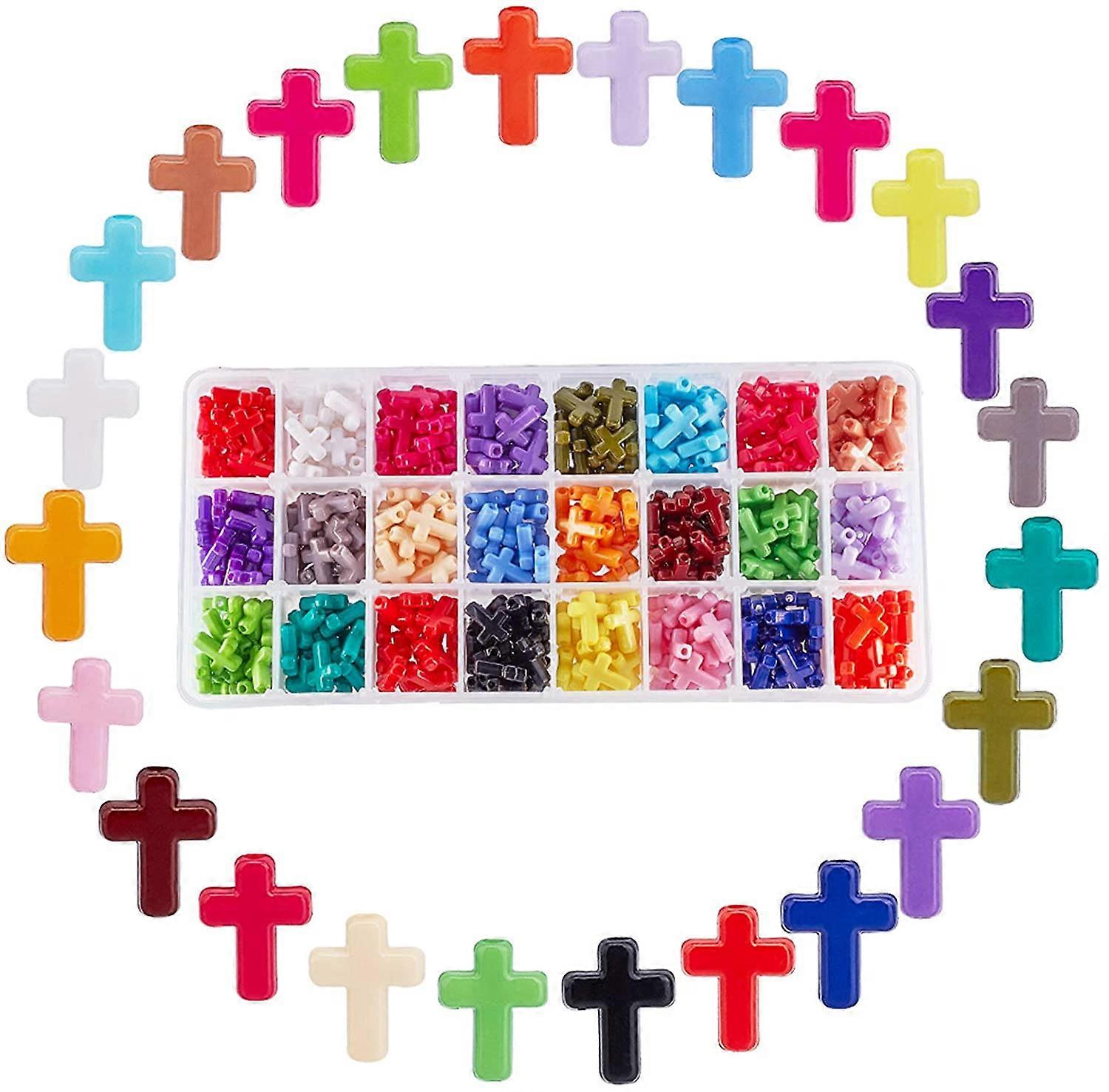 480pcs Acrylic Cross Beads 24 Color