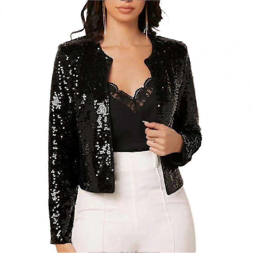 Femmes Manteau Mode Lady Sparkly Glitter Short Blazer Smooth Lined Lady Jacket Femmes Open Front Sequin Jacket For Daily Wear