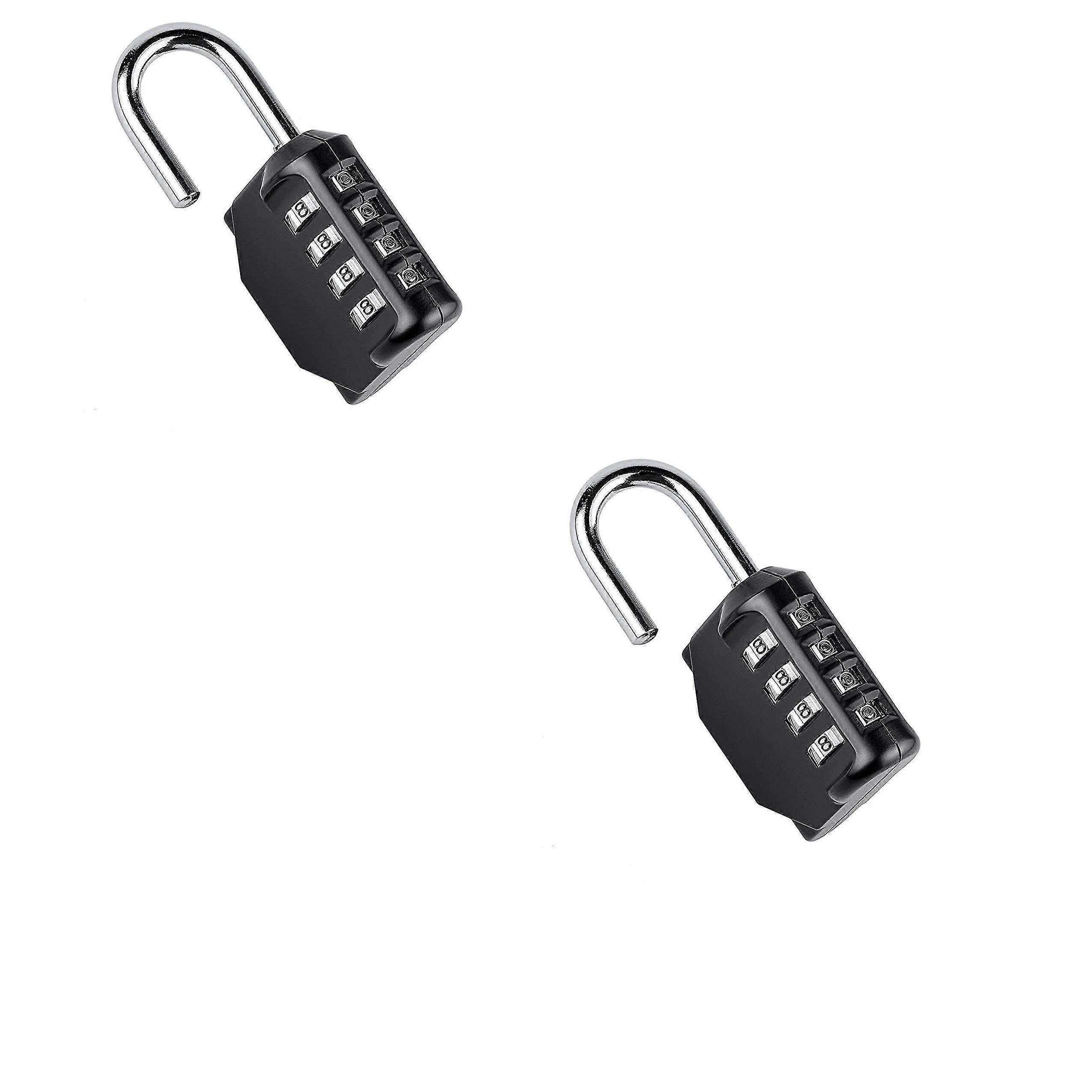 Combination Lock 2 Pcs 4 Digit Padlock Gym Padlock(black)