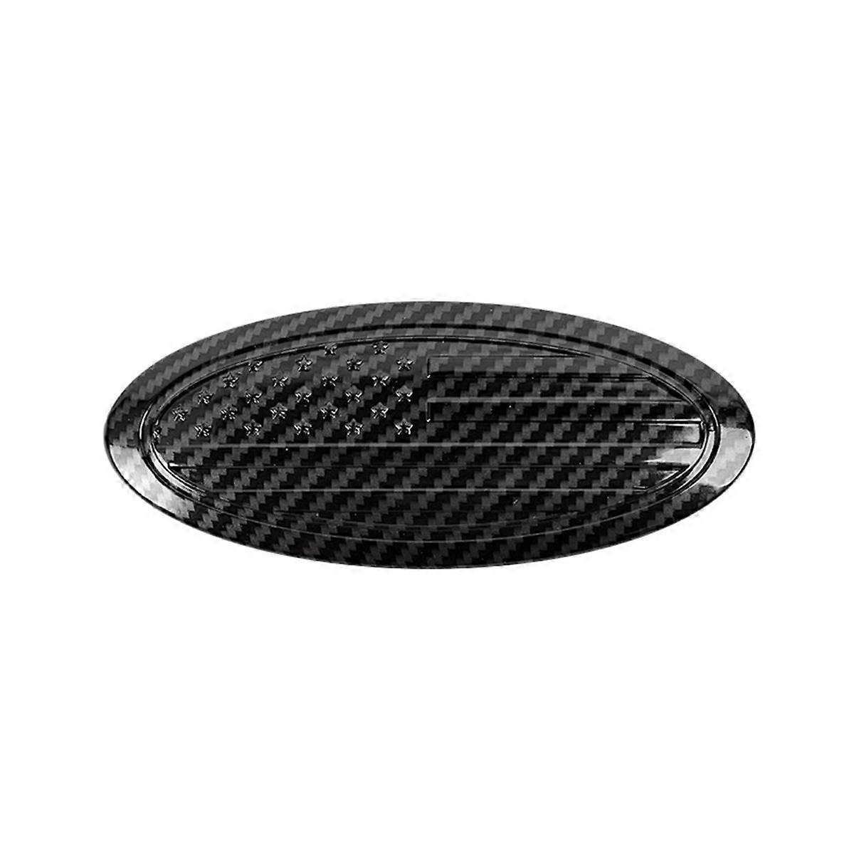 For / Sport 2021-2023 5 Inch Overlay Rear Oval US Flag Emblem Trim (ABS Carbon Fiber)