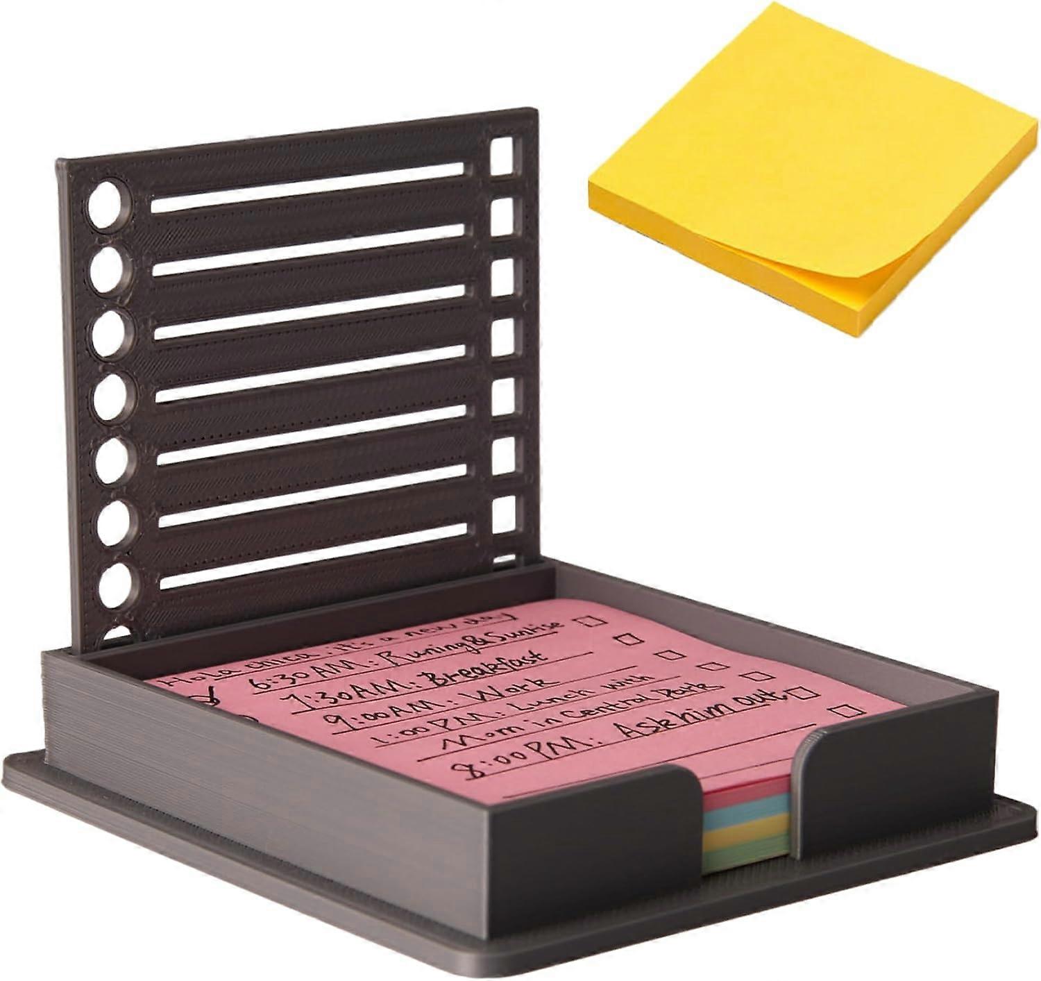 Sticky Note Holder with Template, Post-It Note Compatible Note Dispenser, Post It Note Template and 3x3 Self-Adhesive Notepad Organizer (Notepad Inclu