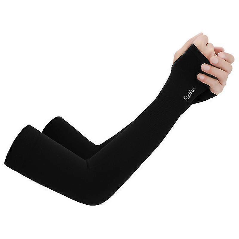 1 Pair Arm Sleeves UV Protection High Elasticity Nylon Sweat Absorbing Cooling Cycling Arm Sleeves for Exercise