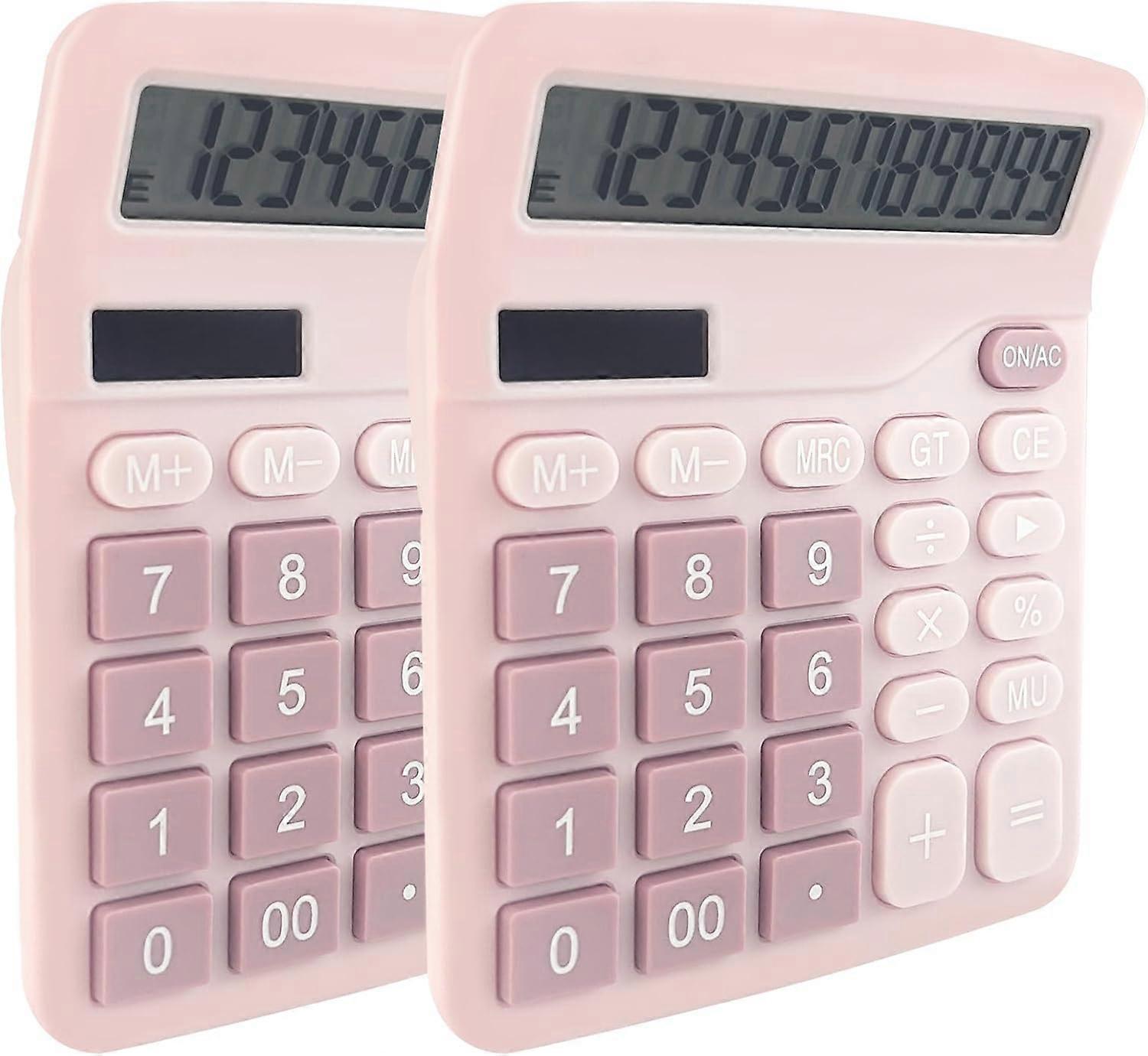 2pcs Solar Desktop Calculators with LCD Display, Mini Size