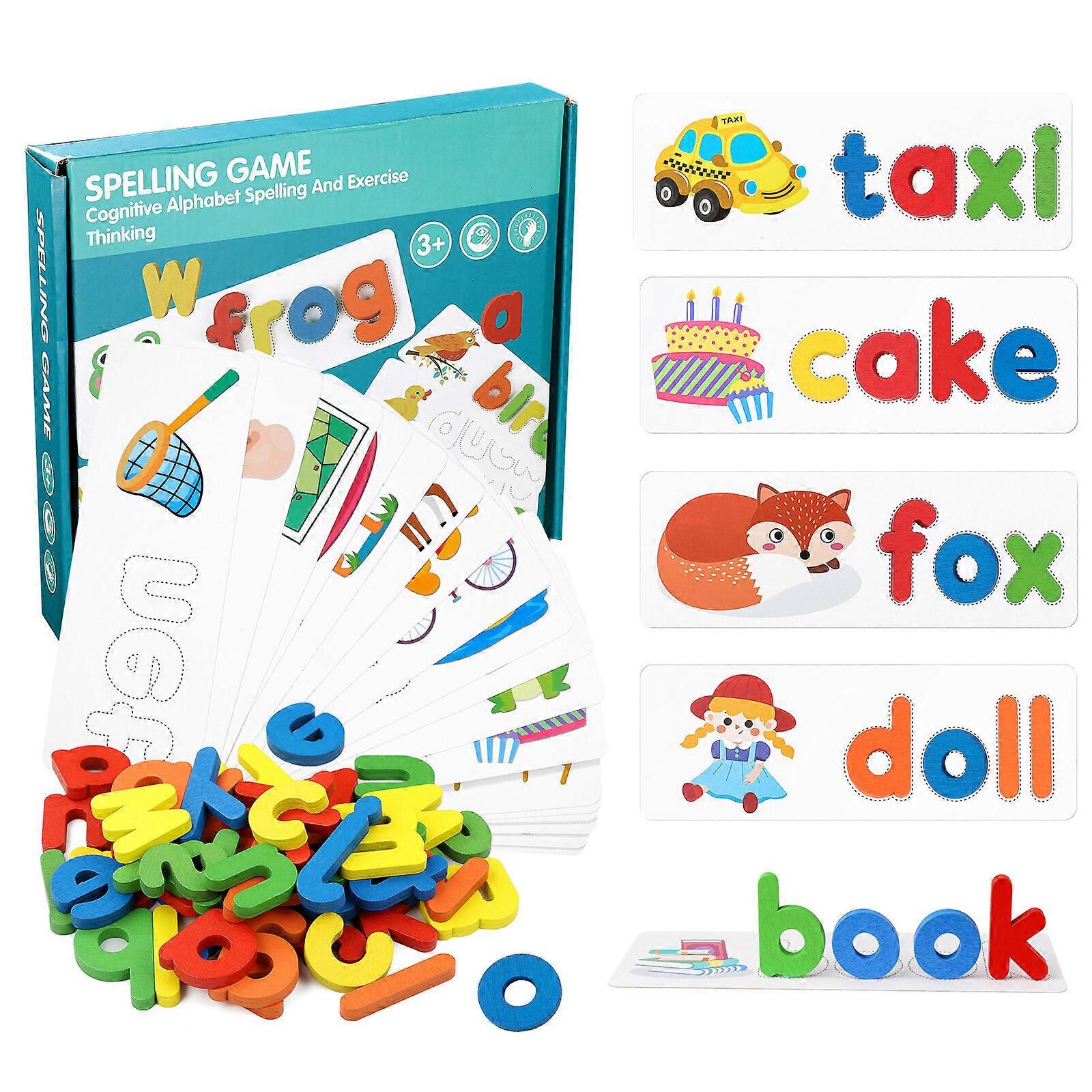 NUOBESTY 1 Set Spelling Words Game 26 English Alphabet Early Learning Cognitive Tool Word Spelling Exercises Supplies Educational Playthings for Kids 