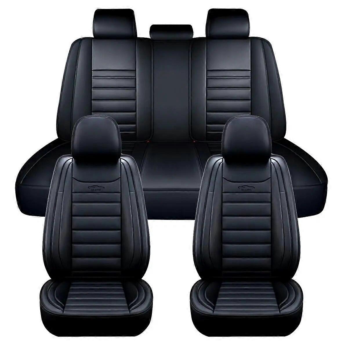 11PCS 5 Seats Car Seat Covers PU Leather Full Set Seats Cover Front Rear Seat Cushion Cover Universal Truck SUV For Hyundai/Ford