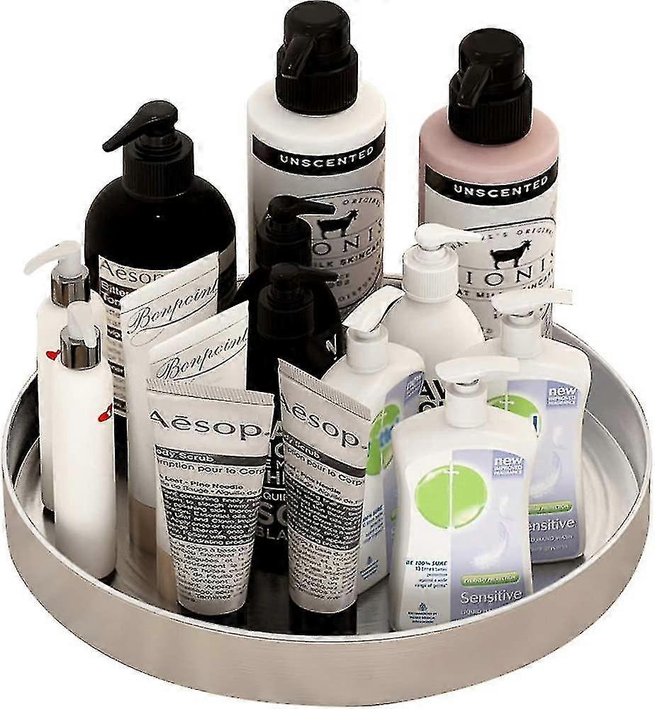 Turntable Stainless Steel Turntable Spice Rack Rotatable Organizer Make-up