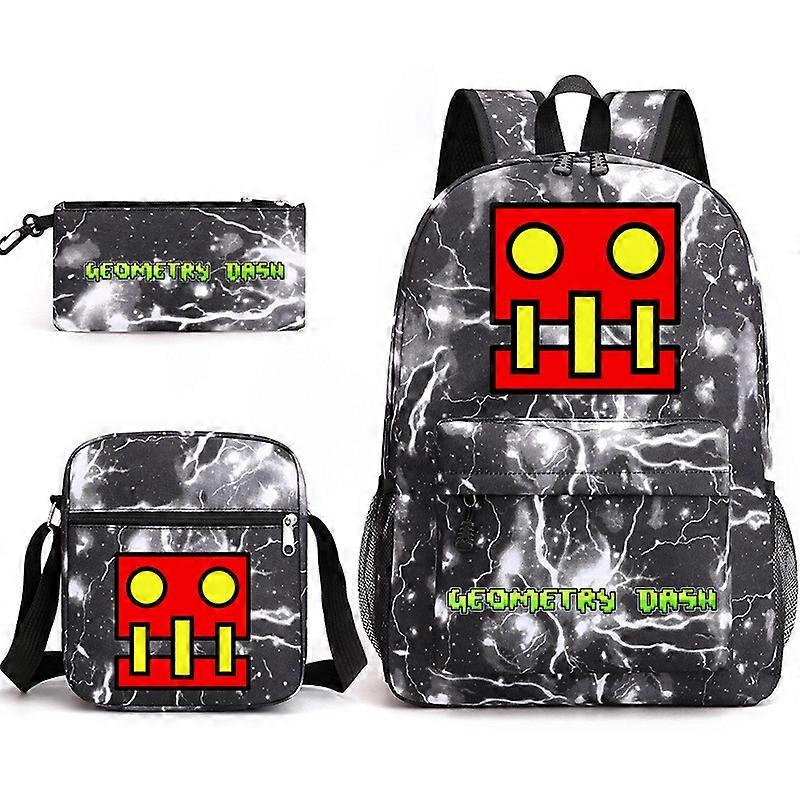 Geometrie-Dash dreiteiliges Rucksack-Set
