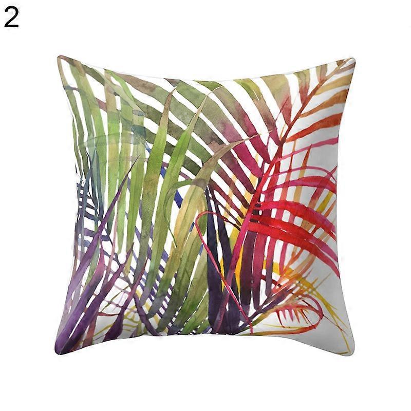 Modern Multicolor Tropical Leaves Print Sofa Bed Throw Pillow Case Cushion Cover Qinhai