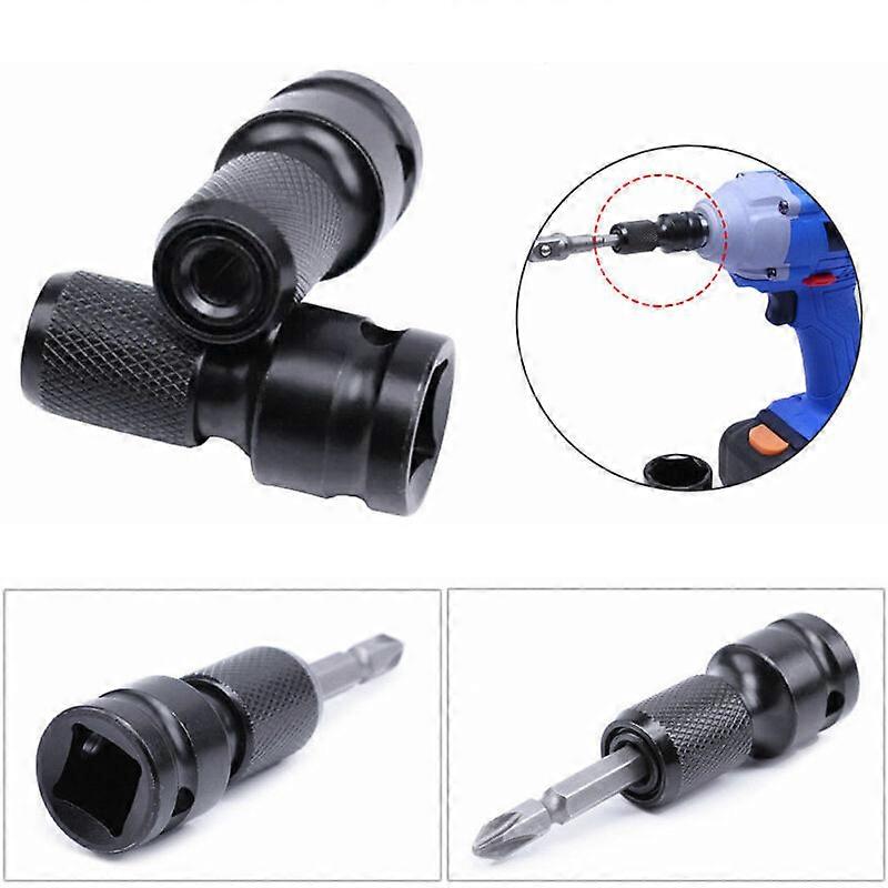 2 Set Wrench Socket Adapter Spanner Set Quick Release Drive Converter Impact Tool 1/2'' Square To 1/4'' Hex Shank Socket