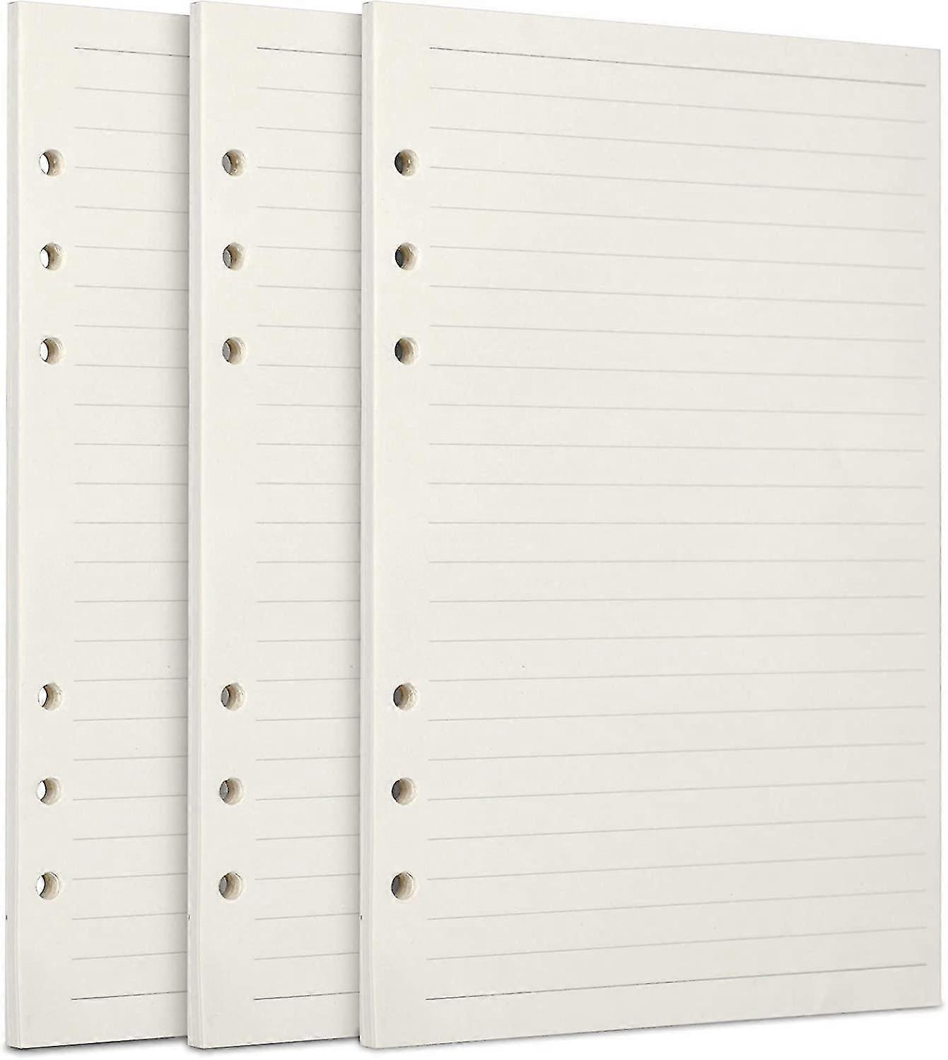 A5 Refill Paper, 3 Packs 100gsm Thick Refillable Paper 6 Hole Filler Inserts Loose Leaf Paper 135 Sheets (270 Pages) For 6 Ring Binder Journal Noteboo