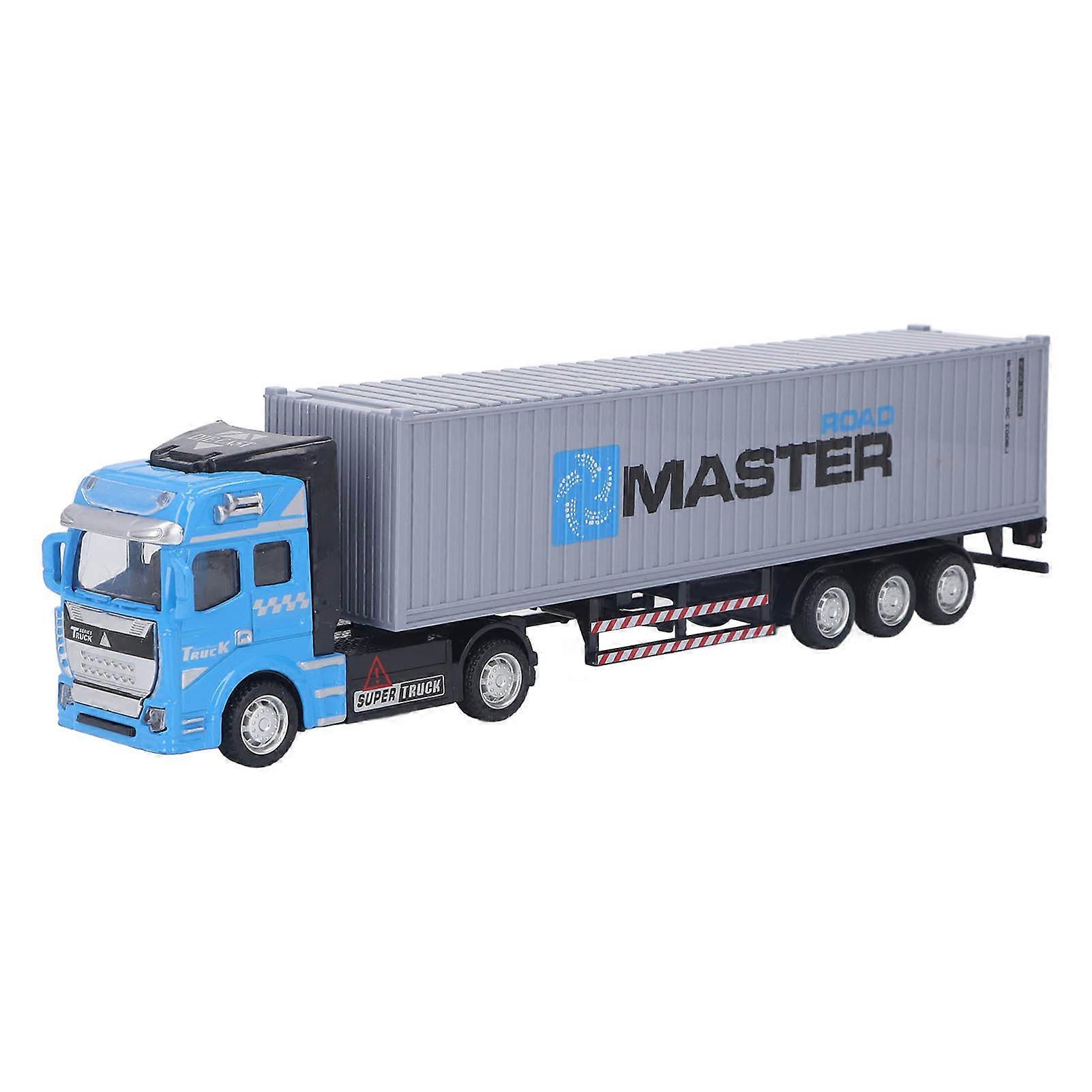 Container Truck Toy Model Pull Back Detachable Realistic Large Alloy Colorful Express Carrier Truck Blue