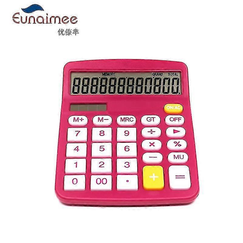 12 Digit Desk Calculator Large Buttons Financial Business Accounting Tool Rose Red Color For Office School Gift