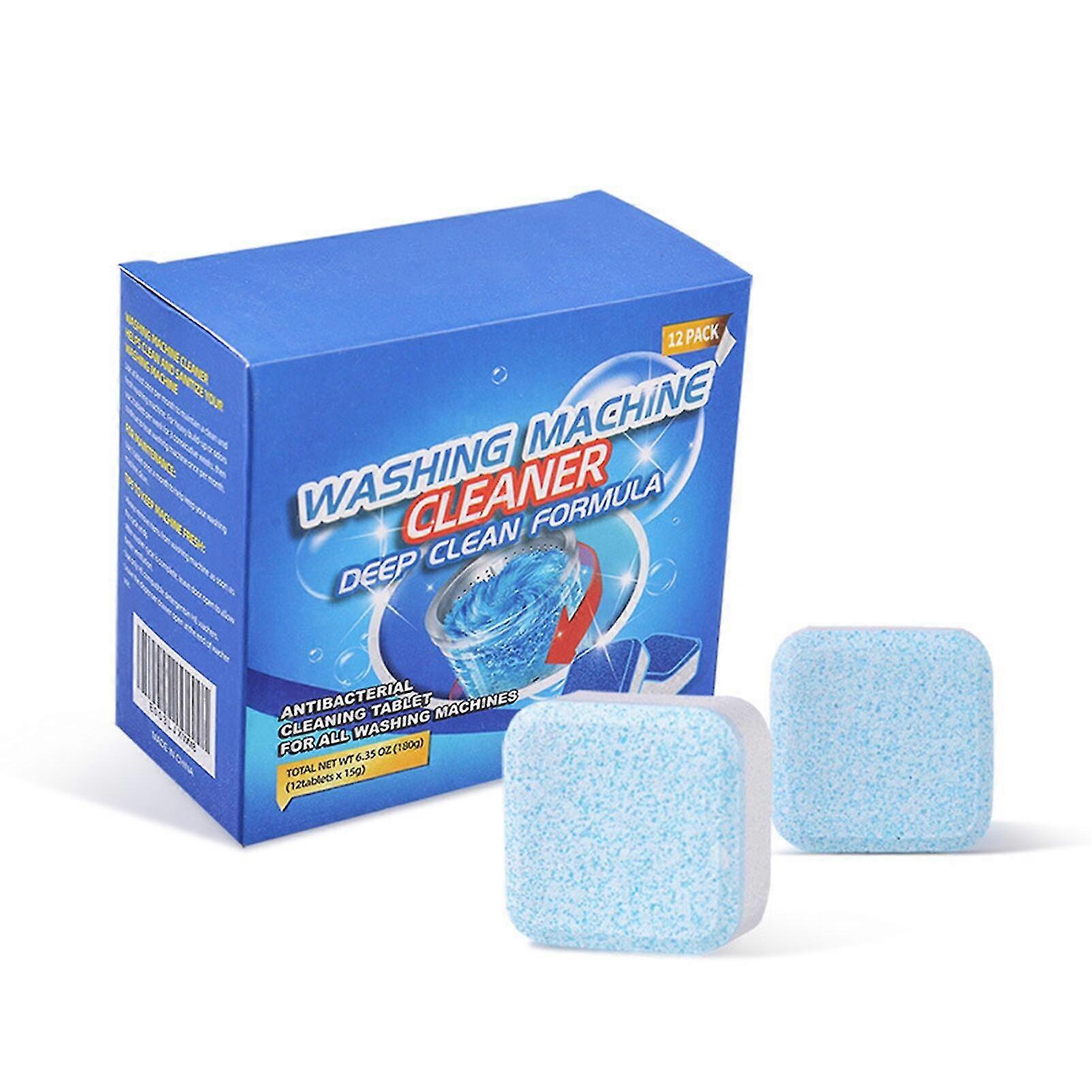 12 Tabs Washing Machine Cleaner Effervescent Tablets Deep Cleaning Washer Deodorant Remove Stains Detergent