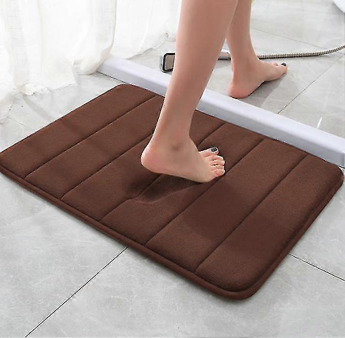 (brun) minneskum Mjuka badmattor Halkfria absorberande badrumsmattor Gummi Back Runner Mat för kök Badrumsgolv