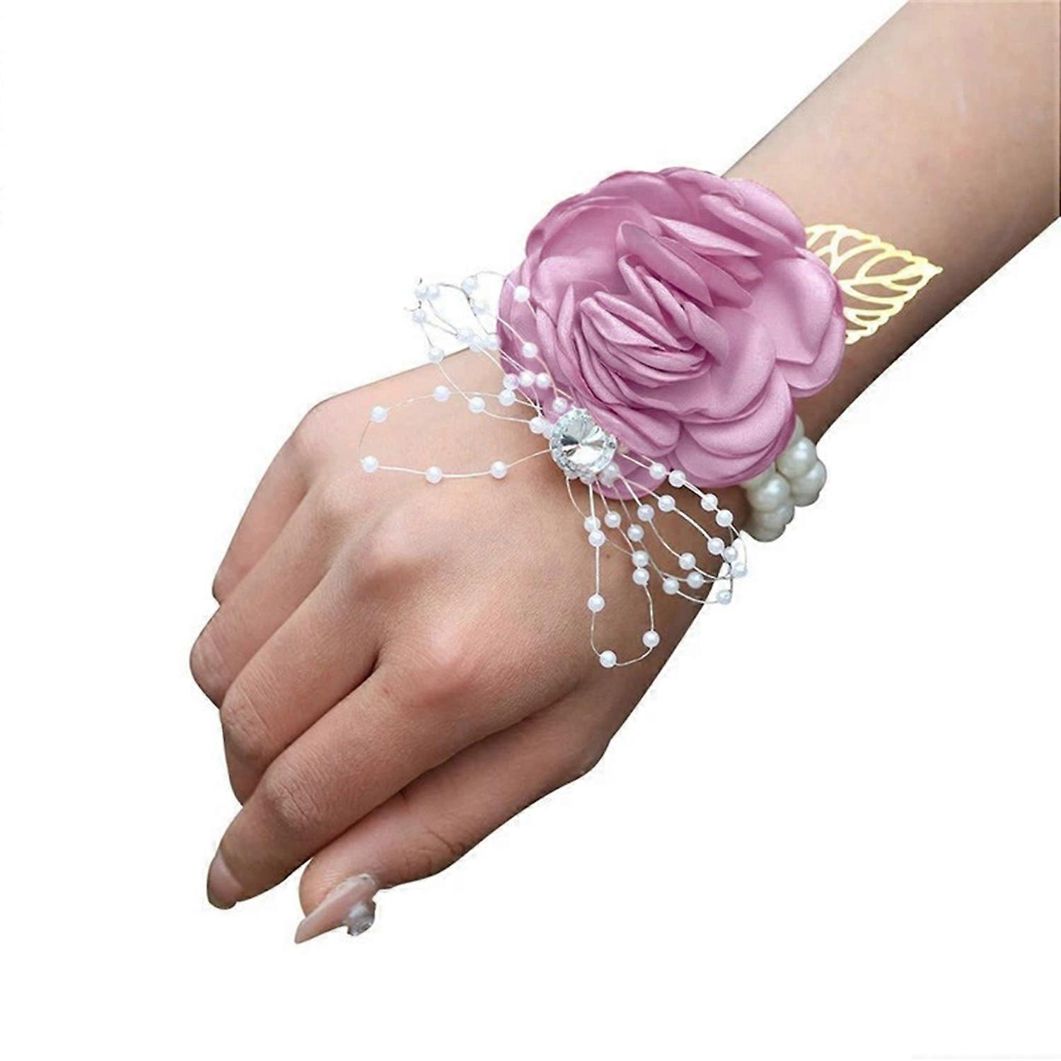 Rose Wrist Corsage Boutonniere Fine Workmanship Rhinestone Corsage Elegant Wedding Flower