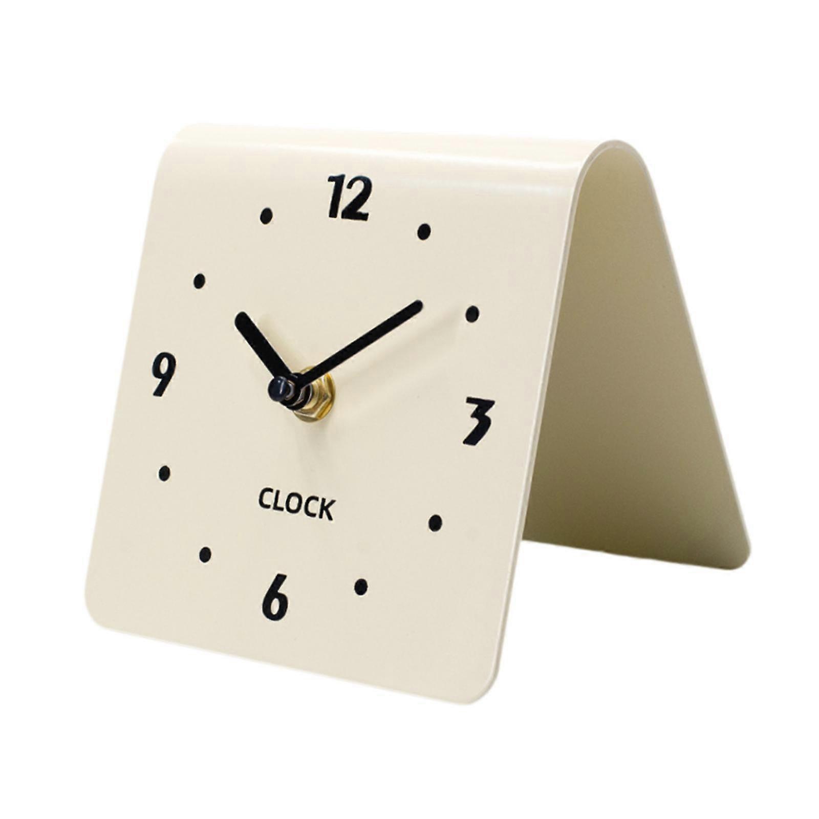 Desk Clock Mute Arabic Numbers Decorative Clock for Countertop Mantel Office White