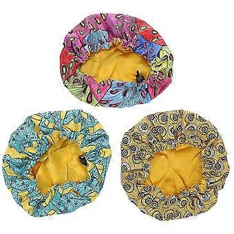 3PCS Children Sleeping Caps Printed Kids Nightcap Elastic Hair Protection Hat Double Layer Chemotherapy Hat (Peacock/Chrysanthemum/Light Blue)