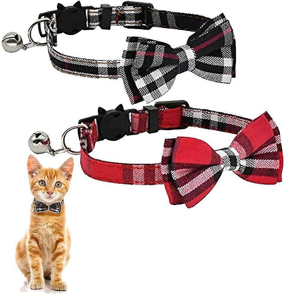 Pack Of 2 Cat Collars With Bells And Bow Ties