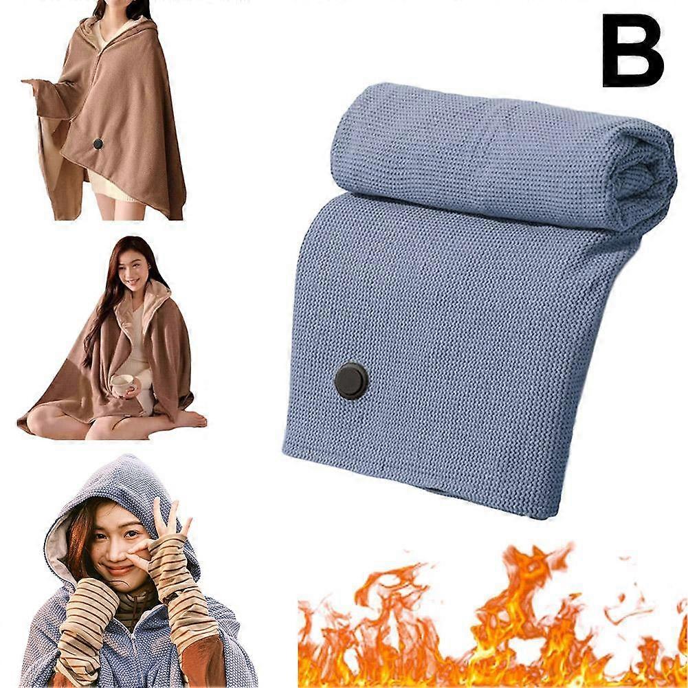 USB Electric Heated Throw Blanket Warm Poncho Wrap Blanket Portable Shawl