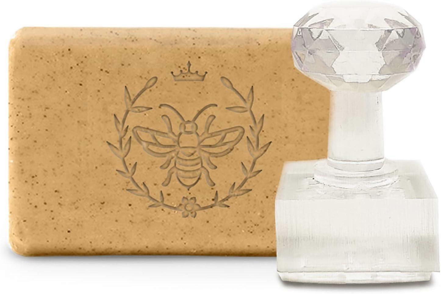 Acrylic Soap Stamp Bee Handmade Soap Stamp with Handle Soap Embossing Stamp 1x1 for Cookie Clay Pottery Stamp Biscuits Gummier DIY Arts Crafts Making