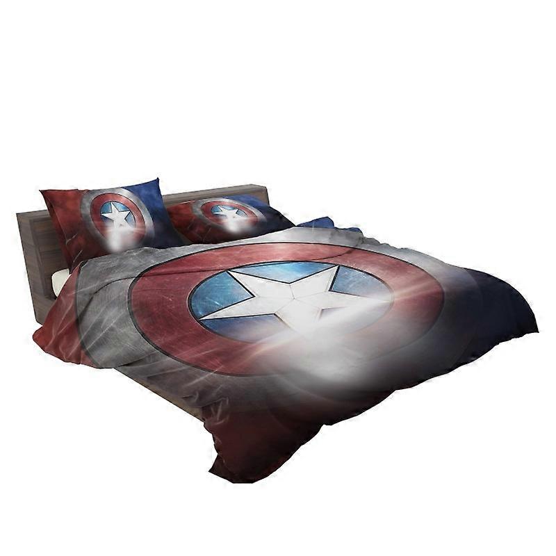 v1563 Bed Sheets Captain America Shield American Marvel Quilt Duvet Cover Set Pillowcase Children3-Piece Bedding Set (1 Duvet Cover + 2 Pillow Shams) 