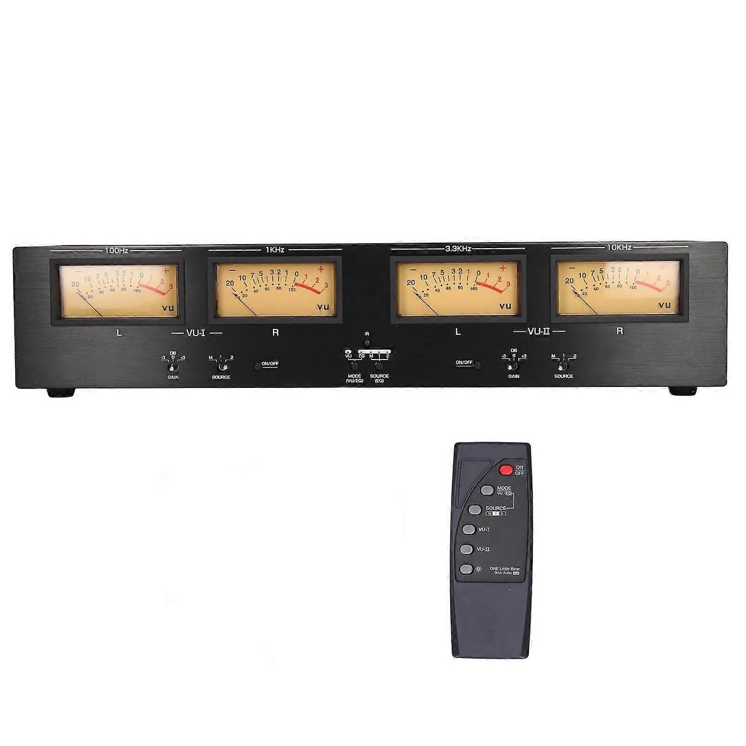 4 Way VU Meter 3 Level Adjustable Gain RCA XLR Switcher Adapter Sound Level Indicator 100‑240V UK Pl