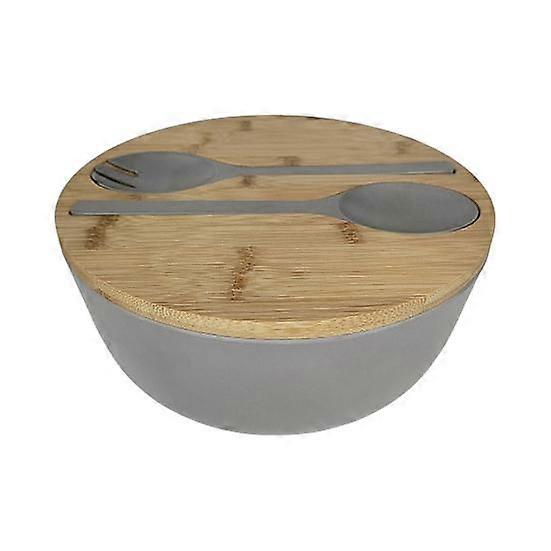 Lid Fork Spoon Eco-Friendly Large Bamboo Fiber Salad Serving Set