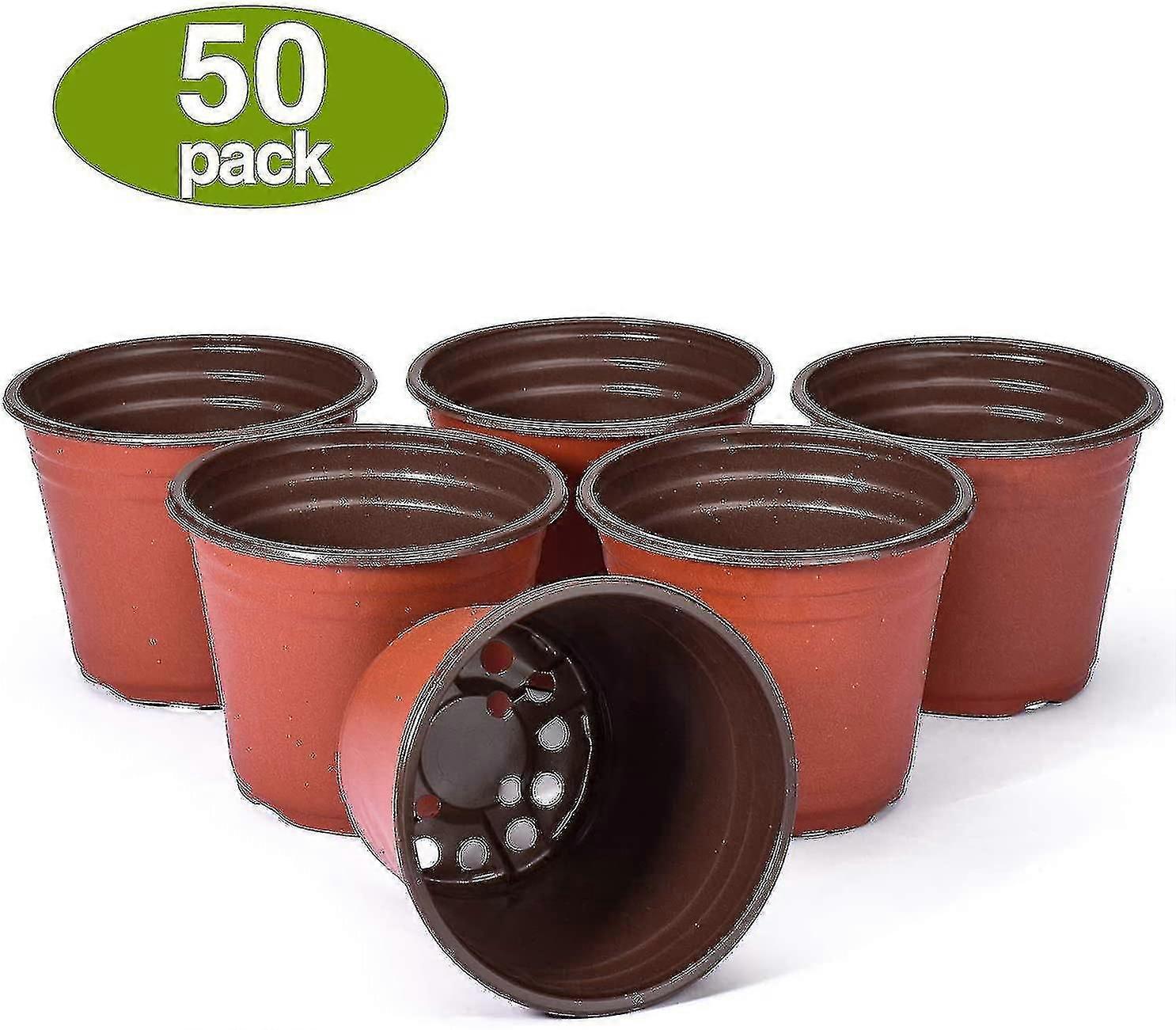 50 Pcs 6 Inch Plants Nursery Reusable Plastic Seed Starting Pots