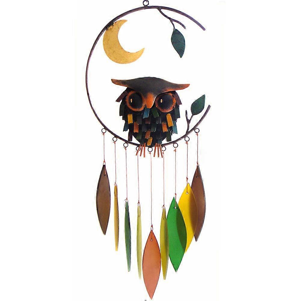Handworks Spiky Owl Glass Wind Chime - ديكور خارجي فريد من نوعه مع تصميم البومة