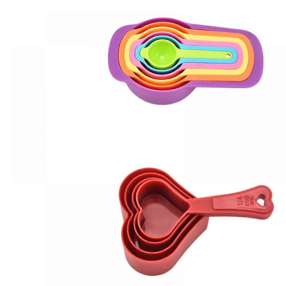 Kitchen Measuring Spoon, Measuring Cup, Baking Tool, Creative Heart-shaped Measuring Cup, 4-piece Rainbow Measuring Cup, 6-piece Set
