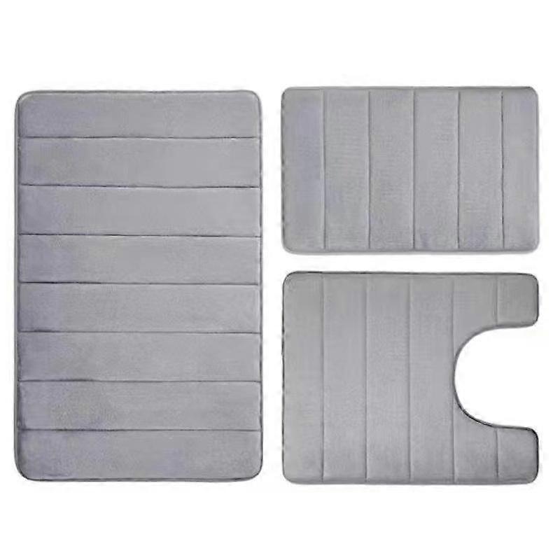 Solid Color Toilet Three-piece Bathroom Floor Mats Bathroom Absorbent Coral Velvet Floor Mats Toilet Entry Non-slip Mats