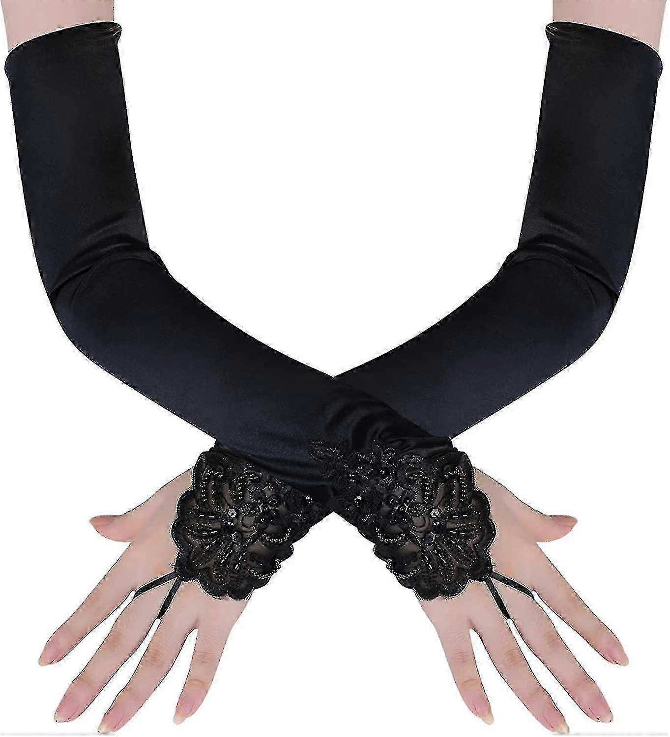 حفلة أوبرا طويلة 20S قفازات الساتان تمتد الكبار حجم طول الكوع