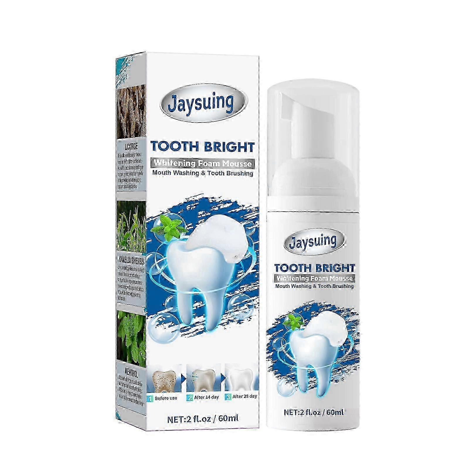 Jaysuing Tooth Cleaning Foam Mousse Toothpaste Press Type Baking Soda Toothpaste Bright White Stain-Removing Toothpaste - 60Ml