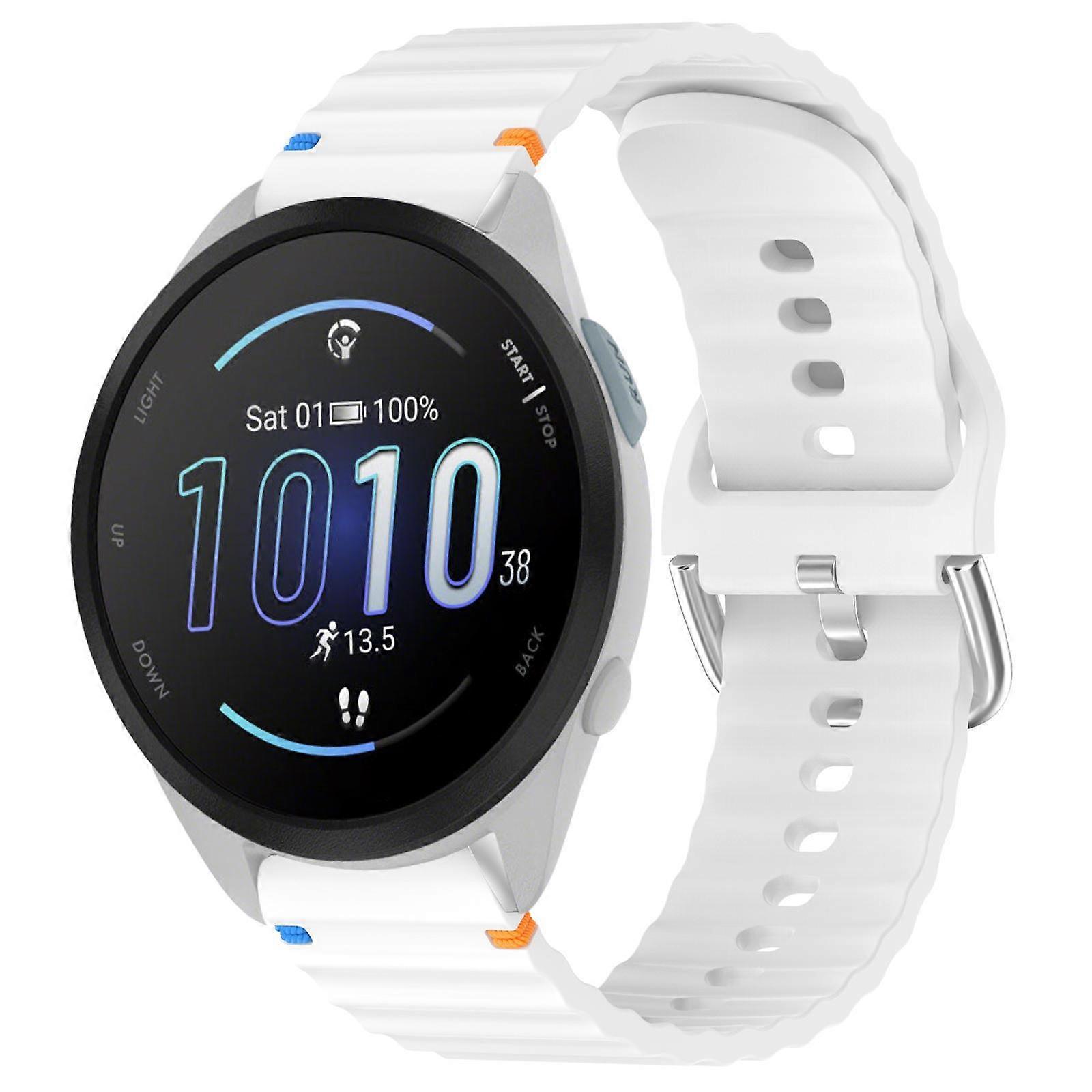 Wavy Grain Stitched 20mm Silicone Watch Band For Garmin Forerunner 165