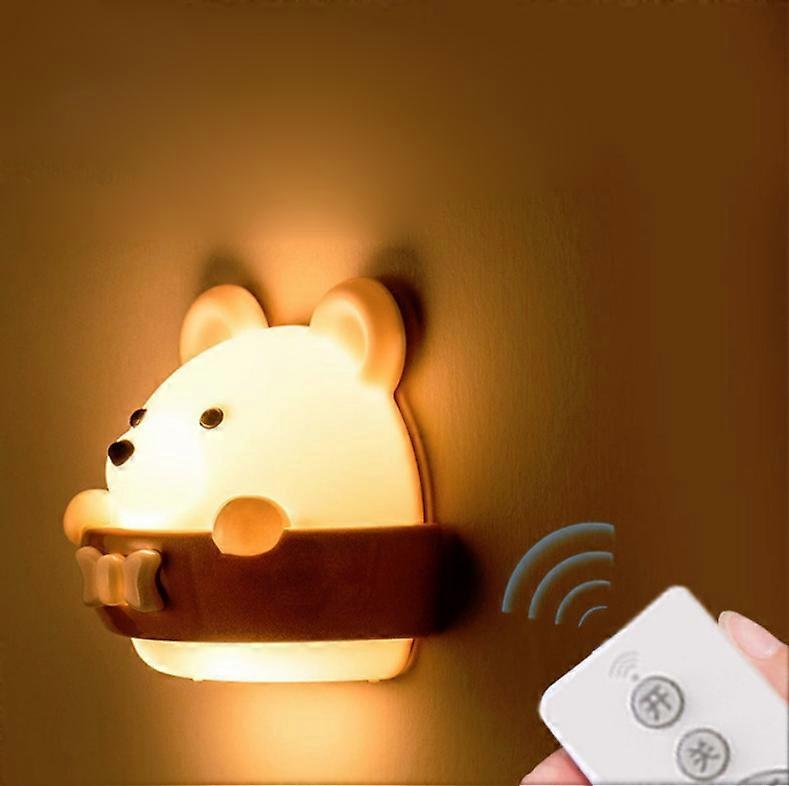 Bear Remote Control Night Light Bedside Eye Protection Wall Lamp with 3 Light Modes Rechargeable 