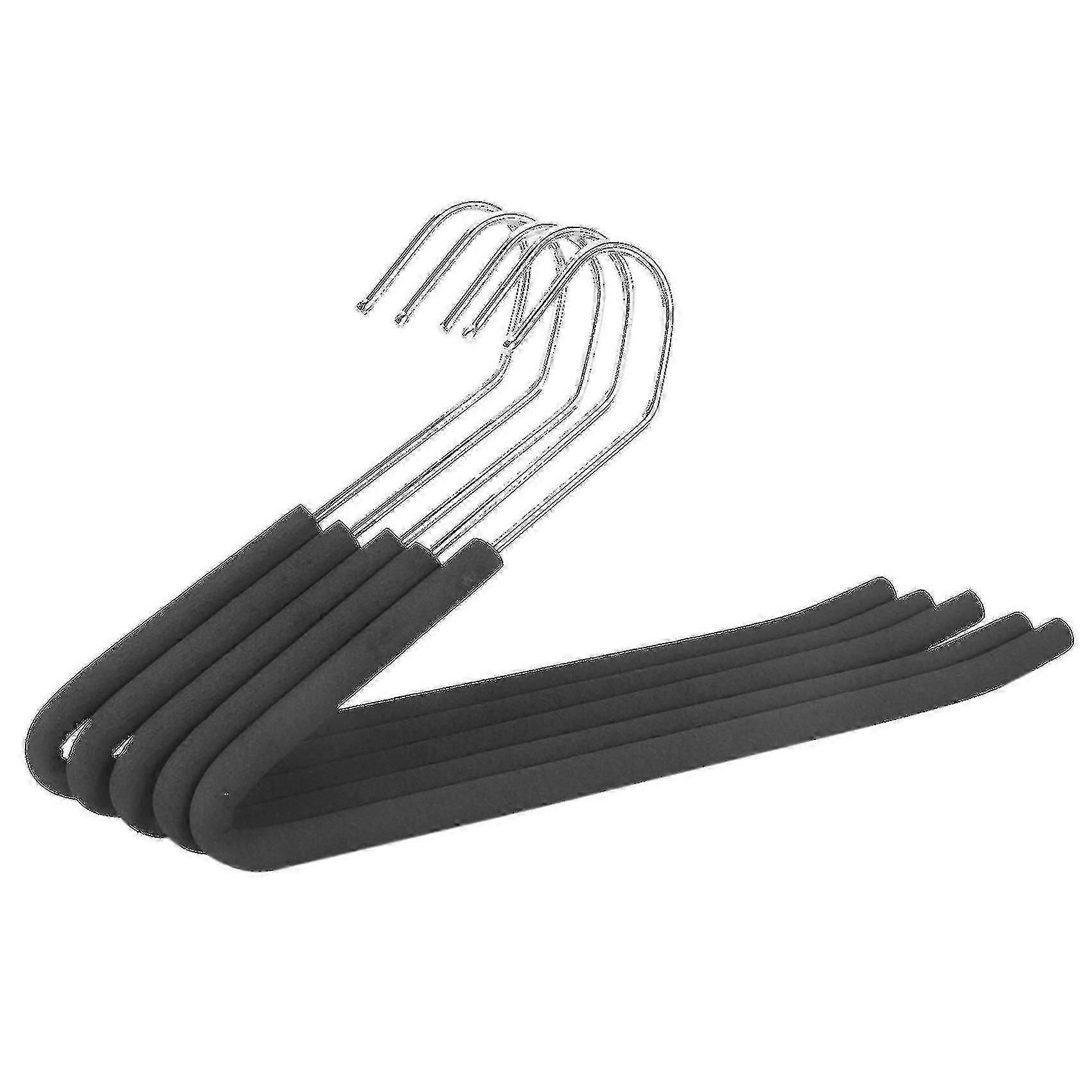 Open End Trouser Hangers Pant Hanger With Non-slip Foam Black 5-pack