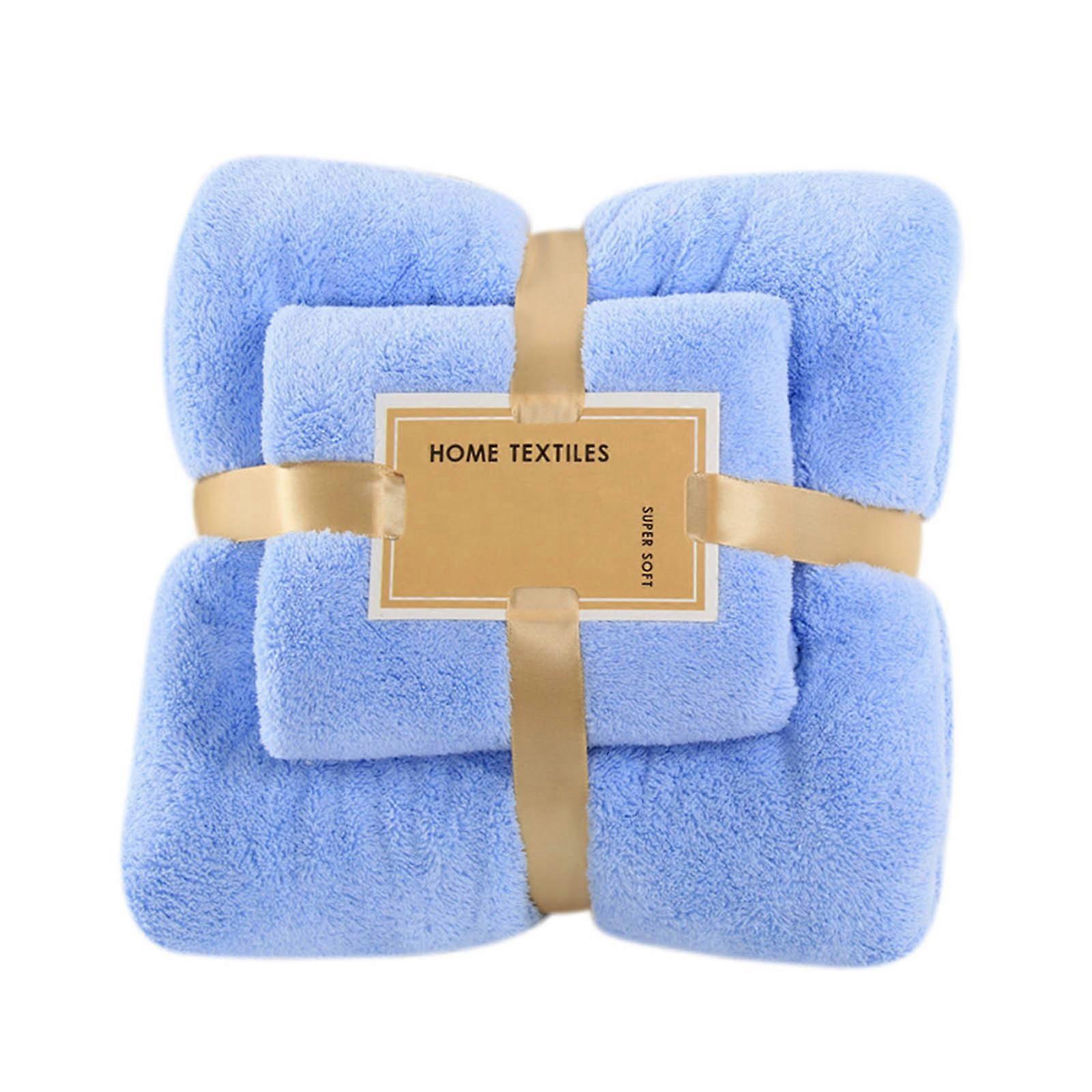 Serviette de bain et serviette de visage en coton 2 en 1, ensemble de 2 serviettes de bain douces