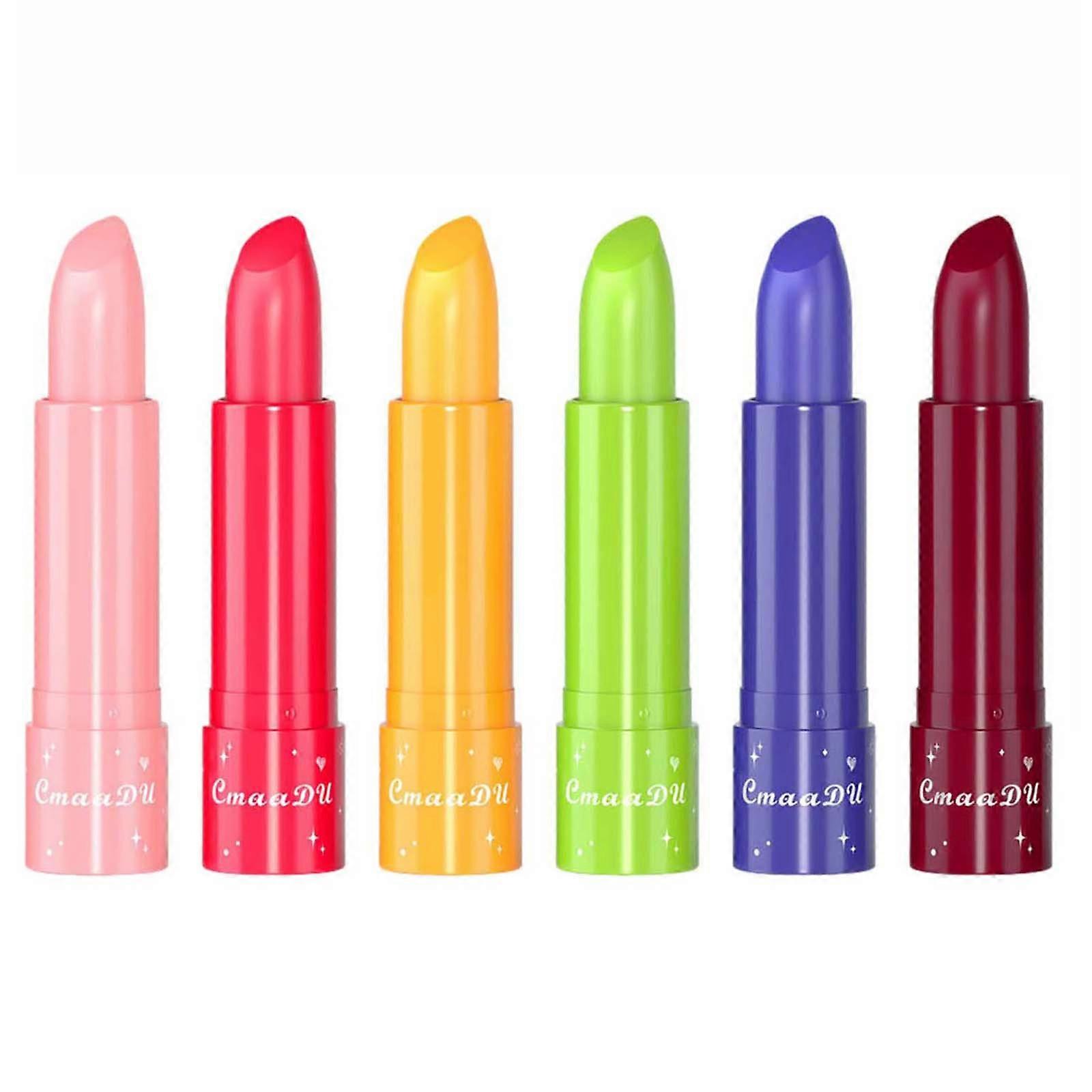 Six Piece Set, 6 color Fruit Flavored Color Changing Moisturizing Lipstick, Moisturizing Lips
